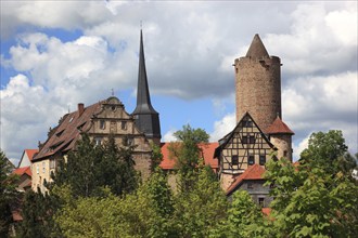 Gable end of the rear castle with stair tower, rear tower with count's forester's house and