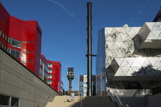 Modern architecture, University of Luxembourg, on the site of a former steelworks, Belval,