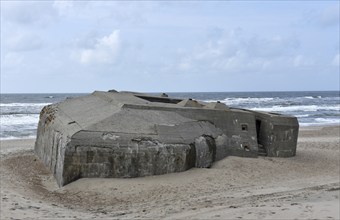 Bunker, Botonbunker of the Atlantic Wall in Denmark on the beach of Jutland