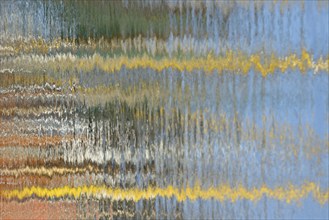 Reflection, colourful reflections on the water surface, maritime impressions, Greetsiel, North Sea,