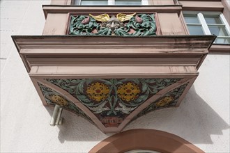 Historic bay window on a residential building, detail, Rottweil, Baden-Württemberg, Germany, Europe