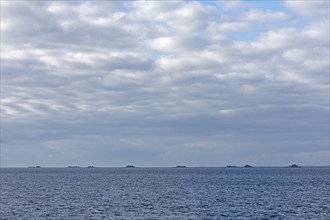 Clouds over Hallig Langeneß, North Frisia, Schleswig-Holstein, Germany, Europe