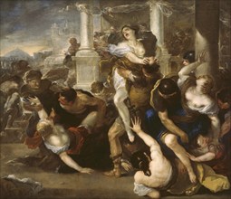 Der Raub der Sabinerinnen, painting by Luca Giordano (Italian, 1634-1705), historically, digitally