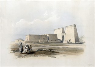 Bedouins in front of the fort of Dakke, in Nubia, Egypt, around 1850, Historical, digitally