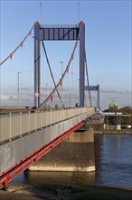 Friedrich Ebert Bridge, 1954 railway bridge, Rhine bridge, view from Homberg, Duisburg, North