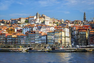 View of Porto city and Douro river from famous tourist viewpoint Miradouro da Serra do Pilar on