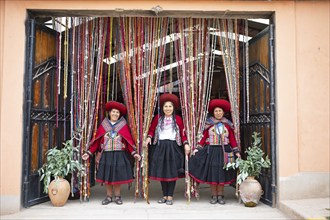 Peruvian woman in traditional traditional costume, woman's cooperative Comunidad de Mujeres