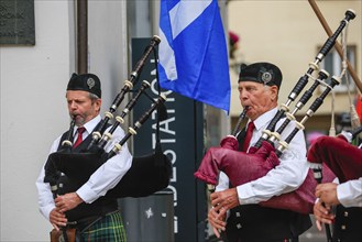 Bagpipe orchestra, Pipe concert, Sigmaringen, Baden-Württemberg, Germany, Europe