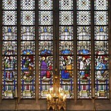 10th century Gothic St. Bavo Cathedral, Stained-Glass window, Ghent, Flanders, Belgium, Europe