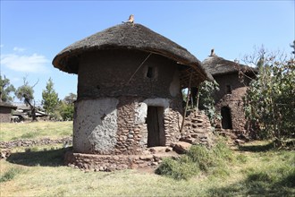 Lalibela, traditional round huts, historic Tukul houses, Ethiopia, Africa