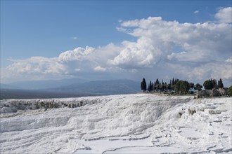 Sintered limestone terraces of Pamukkale, Pamukkale, Denizli province, Aegean region, Turkey, Asia