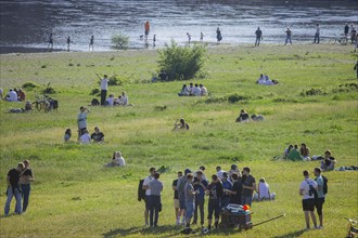 Men's groups on the way to the Men's Day at the Dresden Königsufer, Dresden, Saxony, Germany,