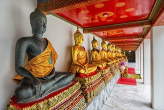 Historic Buddha statues at Wat Pho Temple, Buddhism, religion, world religion, sculpture,