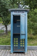 Old telephone box, communication, analogue, landline, technology, historical, old, blue, wood,