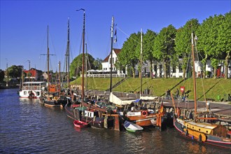 The Sielhafenmuseum in Carolinensiel, East Frisia, Lower Saxony, Federal Republic of Germany River