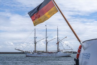 Traditional three-masted gaff schooner Grand Duchess Elisabeth, sail training ship, sailing trips,