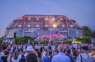 Botanical Night, illuminated large tropical house, Botanical Garden, Lichterfelde,