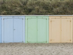 Colourful pastel beach cabins, beach, beach hut, colour, Domburg, Netherlands