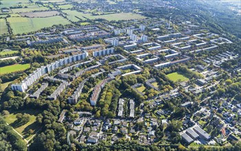 Aerial view, block of flats, estate, housing, flat, property, cooperative, Mümmelmannsberg, large