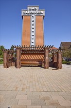 Entrance to the spa district with graduation house, salt works with inscription Bad Salzuflen