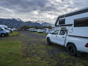 Campsite Skaftafell, camper vans, Iceland, Europe