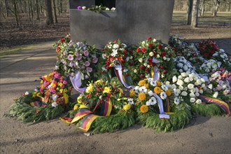 Floral wreaths, Memorial to the homosexuals persecuted under National Socialism, Großer Tiergarten,