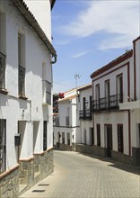 Whitewashed buildings narrow street, Montejaque, Serrania de Ronda, Malaga province, Spain, Europe