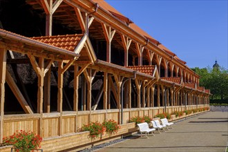 Centre of the graduation house, spa guests, flower beds, Bad Salzungen, Rhön, Wartburgkreis,