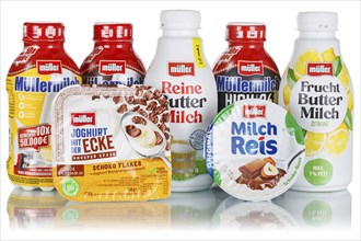 Products of the company Theo Müller such as Buttermilk Müllermich and yoghurt Freisteller