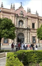 People outside the Museo de Bellas Artes, Museum of Fine Art, Seville, Spain, Europe