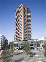 Modern high rise apartment block central Rotterdam, Netherlands