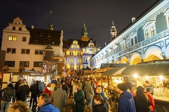 Historic Christmas Market in the Stable Courtyard of the Royal Palace, Dresden, Saxony, Germany,