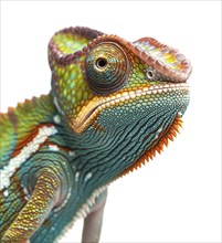 Beautiful chameleon isolated on a white background, AI generated