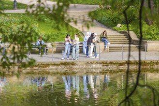 Zwingerteich, an idyll in the city centre, Dresden, Saxony, Germany, Europe