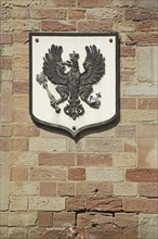 Coat of arms with black imperial eagle with crown, federal eagle, eagle figure, detail, German