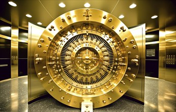 Impenetrable bank security vault for valuable luxury items and safe deposits at the bunker, AI