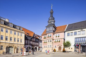 City palace, town hall and Georgsbrunnen fountain, Eisenach, Thuringia, Germany, Europe