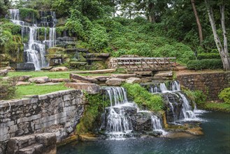 Cold Water Falls, the largest man-made natural stone waterfall, at Spring Park in Tuscumbia,