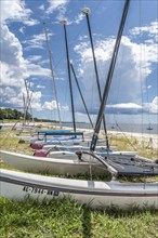 Hobie Cat catamarans on the beach in Ocean Springs, Mississippi, USA, North America