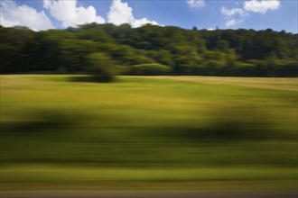 Long exposure from a moving train, Ennepetal, North Rhine-Westphalia, Germany, Europe