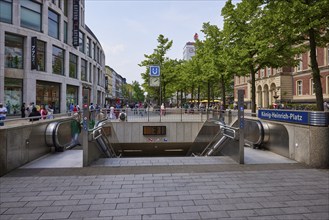 Underground station König-Heinrich-Platz on Königstraße, the shopping street in the city centre of