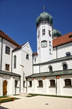 Romanesque monastery church of St Lambert, inner courtyard of the Benedictine abbey Kloster Seeon