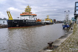 Ship Atair and ship Wega, survey, wreck search and research vessel (VWFS) of the Federal Maritime