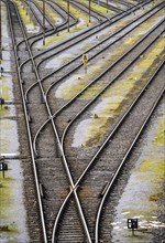 Track systems, shunting tracks, sidings, branches, the Mülheim-Styrum marshalling yard, on the