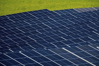 Photovoltaic system, in a valley of the Sauerland in Hesse, west of Korbach Germany