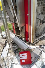 Blown up ATM of the Sparkasse in Mülheim-Heißen, Hingbergstraße, the free-standing ATM was probably