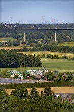 The Ruhr valley between Essen-Kettwig and Mülheim-Mintard, view to the west, Ruhr valley bridge of