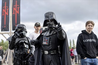 Copenhagen, Denmark - 19.6.2024: Festivalgoers dressed as Darth Vader at the Copenhell Metal