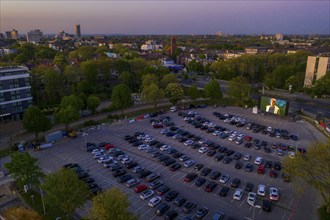 Temporary drive-in cinema, in the car park in front of Messe Essen, Grugahalle, large LED screen,