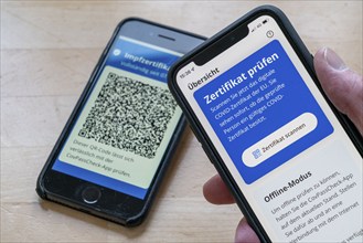 CovPassCheck app, for checking the digital vaccination certificate, on a smartphone, vaccinations